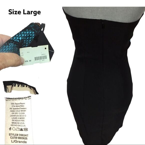 NWT Mystic Black, Strapless, Turquoise Bow, Size Large - Picture 2 of 2